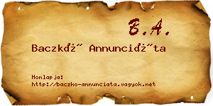 Baczkó Annunciáta névjegykártya